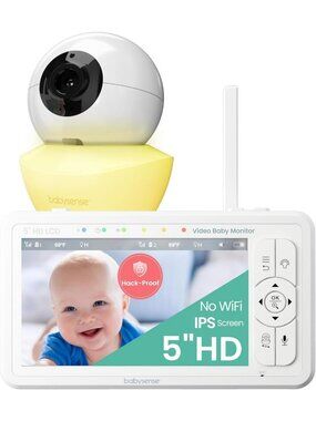 HD 5" Video Baby Monitor with Camera, Night Vision, Audio Alerts, 1000 ft Range